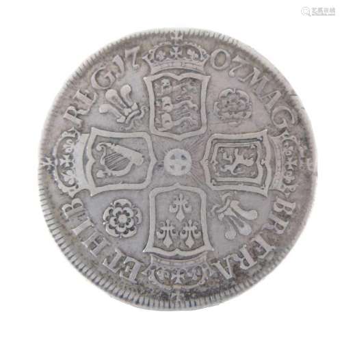 Queen Anne silver half crown, 1707