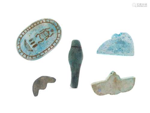 Group of five Egyptian artefacts
