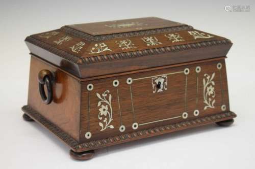William IV inlaid rosewood sewing box