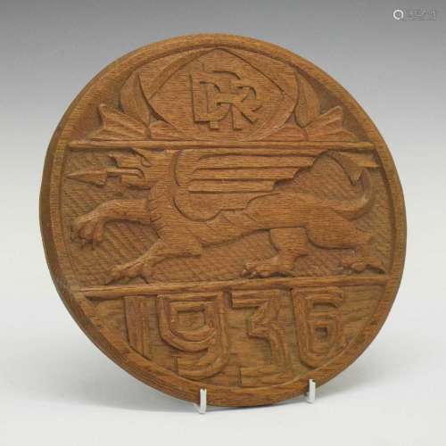 Welsh Interest - Carved oak roundel - David Perry Rees 1936