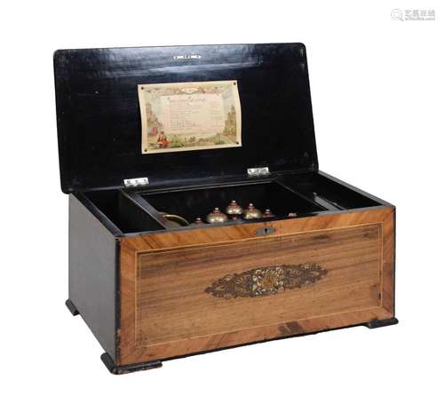 Late 19th Century inlaid rosewood 12-air musical box, bells ...