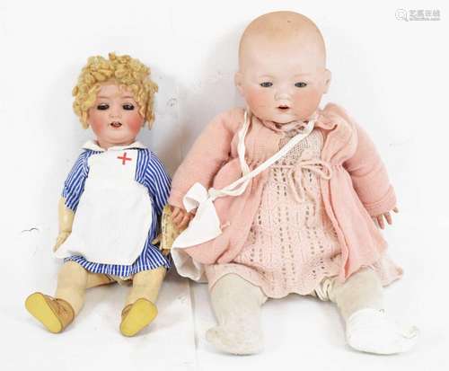 Two early 20th Century German bisque head dolls