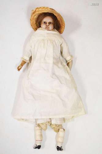 Mid 19th Century wax shoulder head doll