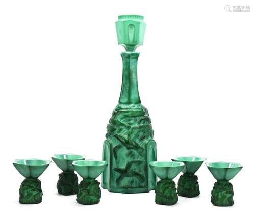 Schlevogt malachite glass liqueur set