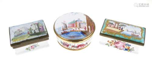 Three 18th Century enamel boxes