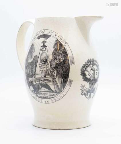 English creamware jug, circa 1800, commemorating George Wash...