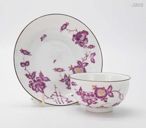 Meissen puce tea bowl and saucer