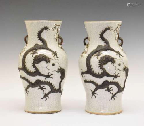 Pair of Chinese crackleware vases