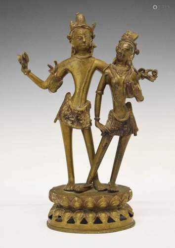 South Indian (Chola) bronze figure group of Shiva and Parvat...