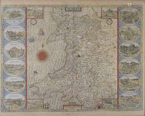 John Speed - Engraved map - Wales