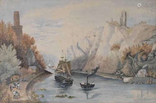 19th Century naive watercolour - The Avon Gorge, Bristol