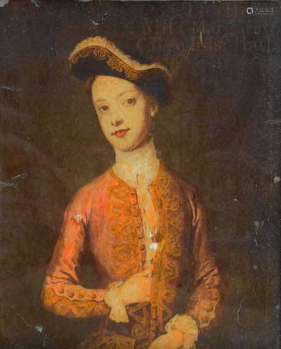 18th Century English School portrait on glass, The Hon. Miss...