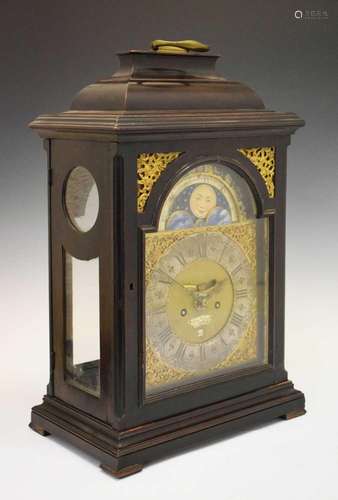 A rare ebonised Dutch striking bracket clock with moonphase ...