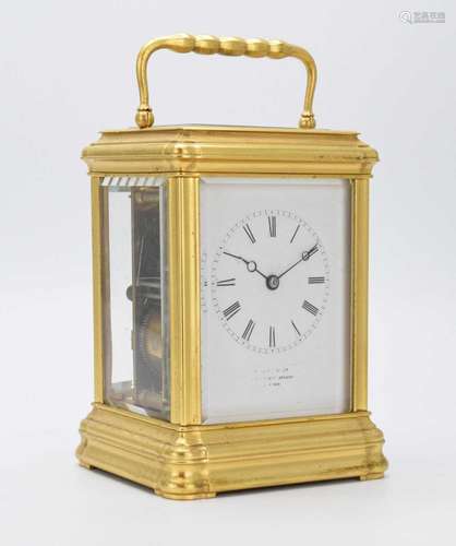 Late 19th Century French brass gorge cased carriage clock