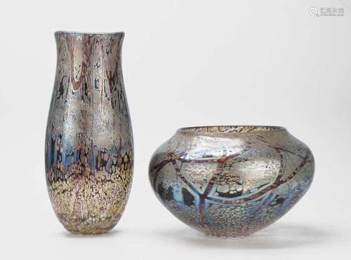 Norman Stuart Clarke - Two Winterwood studio glass vases