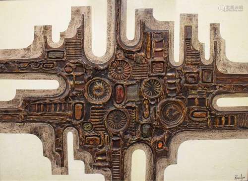 Rosslyn Ruiz (b.1935) - Large abstract relief on board