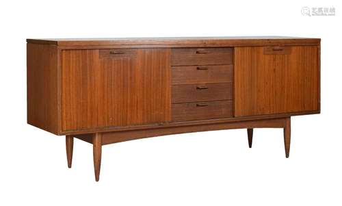 Retro teak sideboard with four reeded drawers