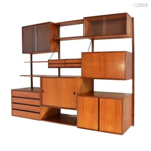 1960s Danish teak modular wall unit