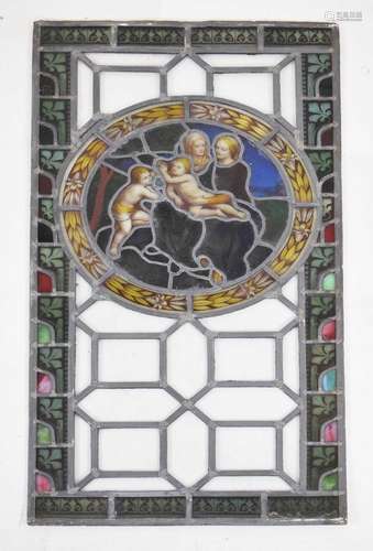 Victorian stained glass window panel