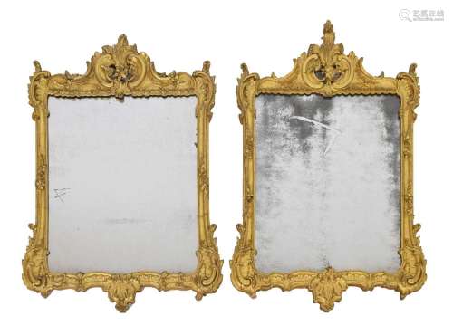 Pair of Louis XV style gilt gesso wall mirrors