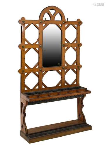 Victorian Gothic oak hall stand