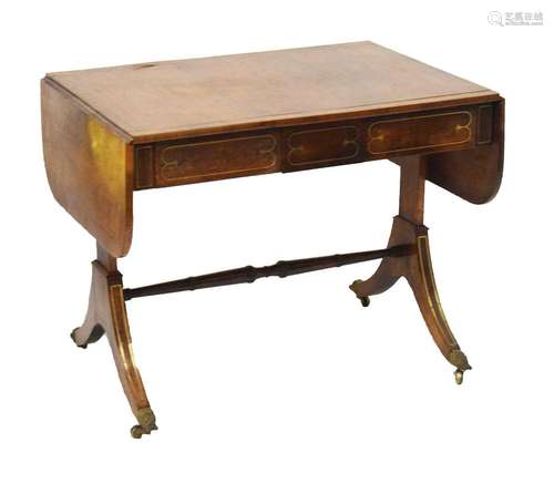 Early 19th Century rosewood and brass inlaid sofa table