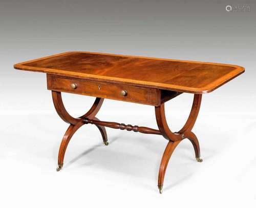 19th Century satinwood-crossbanded mahogany sofa table