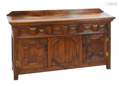 Late 17th Century style oak geometric low dresser