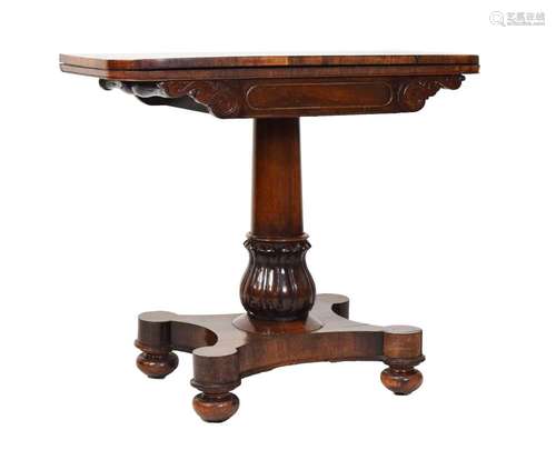 Victorian rosewood pedestal card table