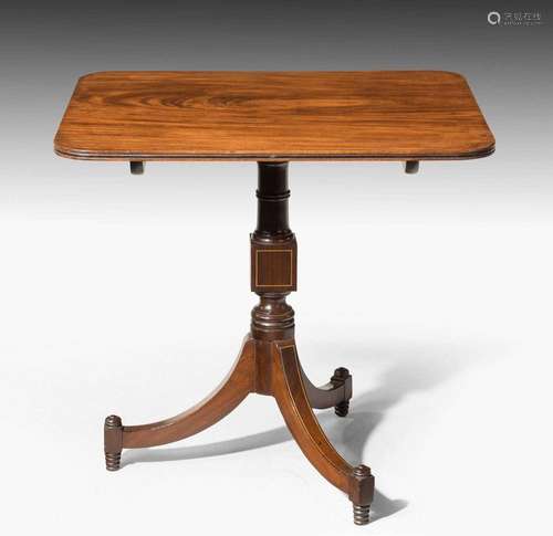 19th Century brass-inlaid tripod occasional table