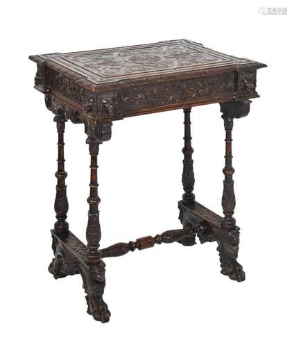 19th Century Renaissance revival fruitwood writing table