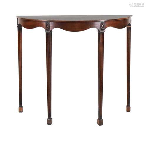 Late George III mahogany demi-lune side table