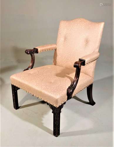 Early 20th Century mahogany open armchair