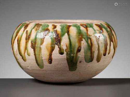 A SANCAI-GLAZED POTTERY JAR, TANG DYNASTY