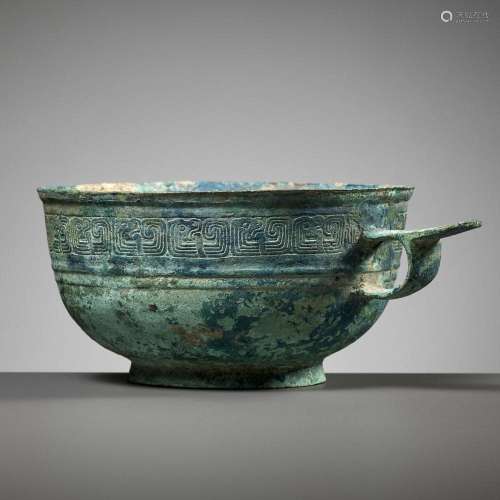 A RARE BRONZE ‘KUILONG’ CUP, HAN DYNASTY, CHINA, 206 BC-220 ...