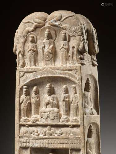 A BUDDHIST STELE, FINELY CARVED FROM WHITE MARBLE, NORTHERN ...