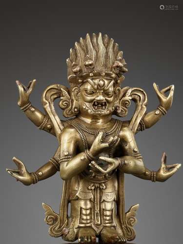 A COPPER-INLAID BRONZE FIGURE OF CINTANAMI MAHAKALA, 17TH-18...