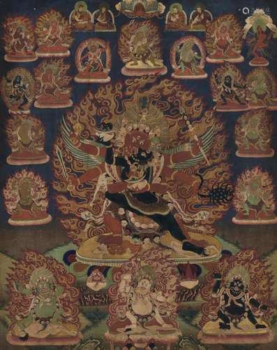 A THANKGA OF GURU DRAGPO WITH HIS CONSORT, TIBET, 18TH CENTU...