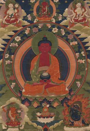 A THANGKA OF RED AMITHABA, TIBET, 18TH-19TH CENTURY