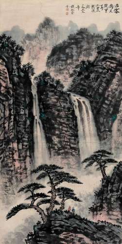 ‘MOUNTAIN WATERFALL’, BY QIAN SONGYAN (1899-1985), DATED 195...