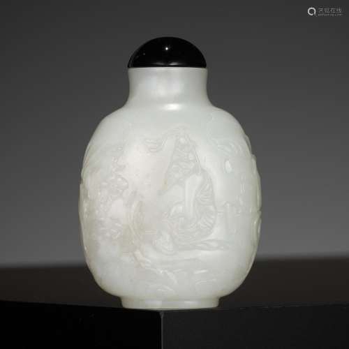 A WHITE JADE ‘NIULANG AND IMMORTAL’ SNUFF BOTTLE, 18TH-19TH ...