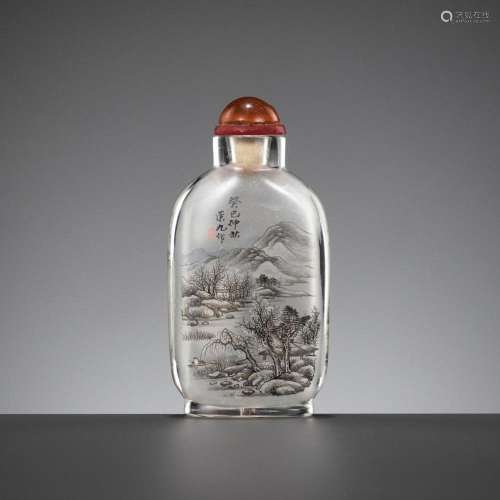 AN INSIDE-PAINTED GLASS SNUFF BOTTLE, BY BI RONGJIU (1874-19...