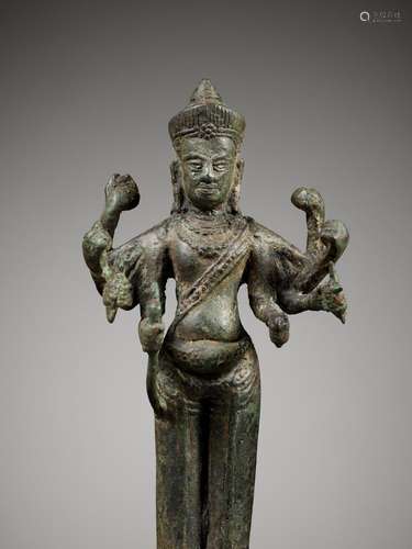 A BRONZE FIGURE OF VISHNU, ANGKOR PERIOD