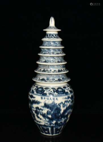 Tianshun blue dragon pagoda bottles of 41 x15. 5 cm. 1000