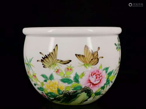 12.8/16.6 powder enamel butterfly floral print cylinder.0980...