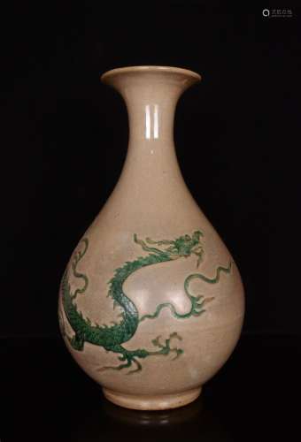 Green color carved dragon okho spring bottle;44 x27;84700877...