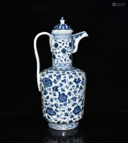 Blue and white tie up branch lines ewer 39.5 x19cm 2000 flow...