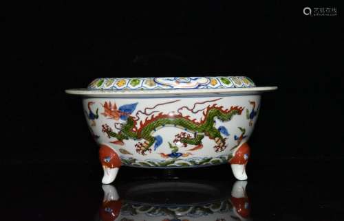 Five dragon grain three legs censer x28.7 13.8 1200 cm