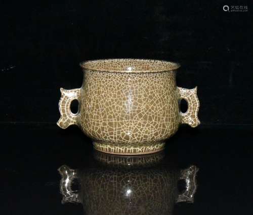 Xikou kiln open ears censer 6.8 x12cm 1200