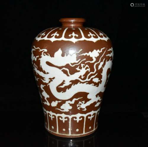 Sauce glaze carved dragon plum bottle 37.5 x26cm3000 white s...